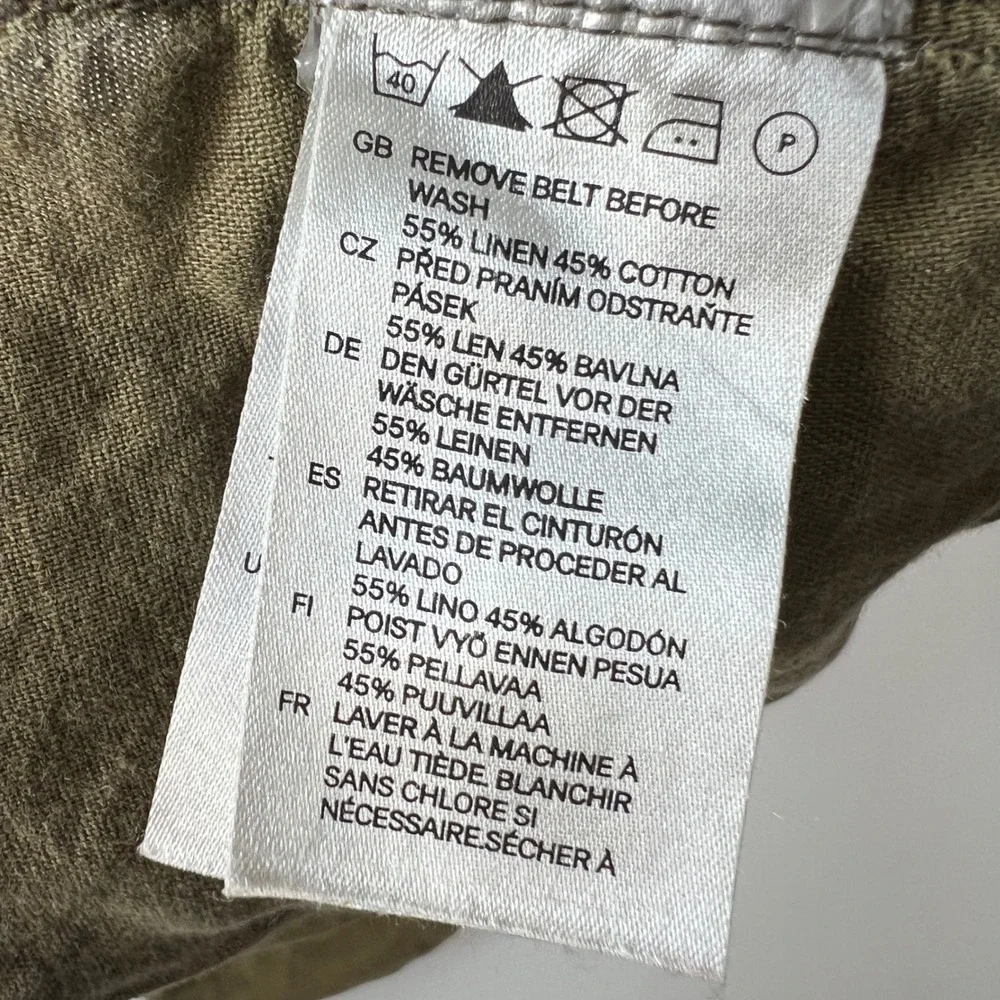 Vintage Y2K Low Rise Micro Mini Shorts Linen Cotton Cargo Green Utility Hipslung
